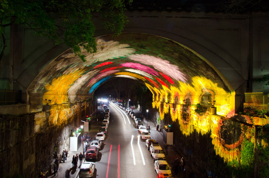 Argyle Cut during Vivid Sydney light festival