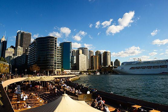 Outdoor restaurants leads from the Opera House to Circular Quay, Sydney
