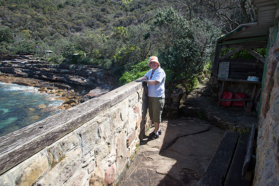 Sydney Harbour views from the verandah of a Crater Cove stone hut