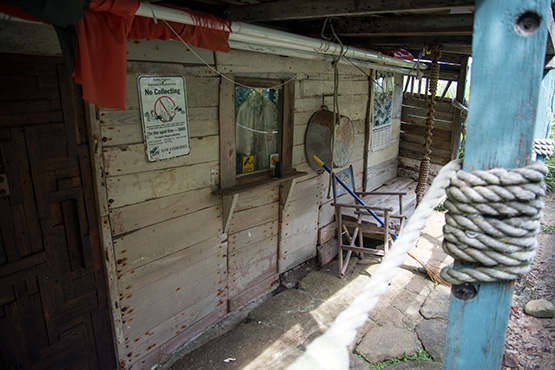 The walls of this Crater Cove hut are made from boards