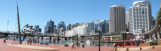 A "fish-eye" view of  Darling Harbour, Sydney