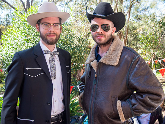 Zazne, left, and Jy-perry Banks of Sydney at Fifties Fair, Rose Seidler House, Sydney