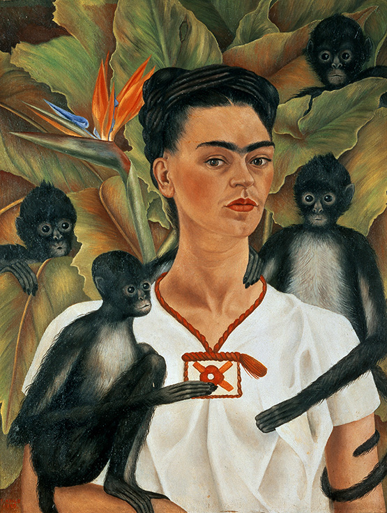 Self-portrait with monkeys, by Frida Kahlo, 1943, oil on canvas