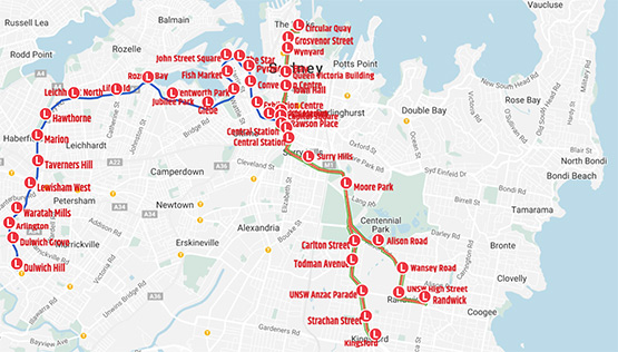 light rail sydney map Sydney Light Rail Services Sydney Com Au light rail sydney map