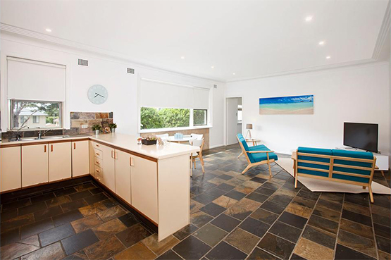 Main living area of Oliver Street rental property, Sydney