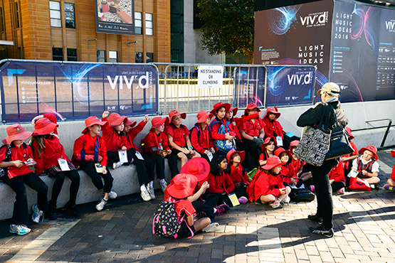 School children outside Museum of Contemporary Art, Sydney